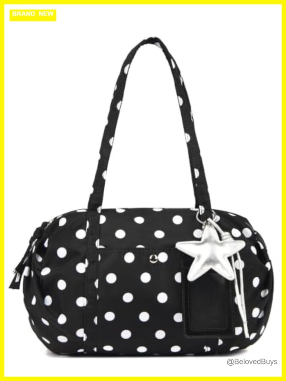 Slouchy nylon polka dot tote shoulder bag hobo, fits 13" iPad